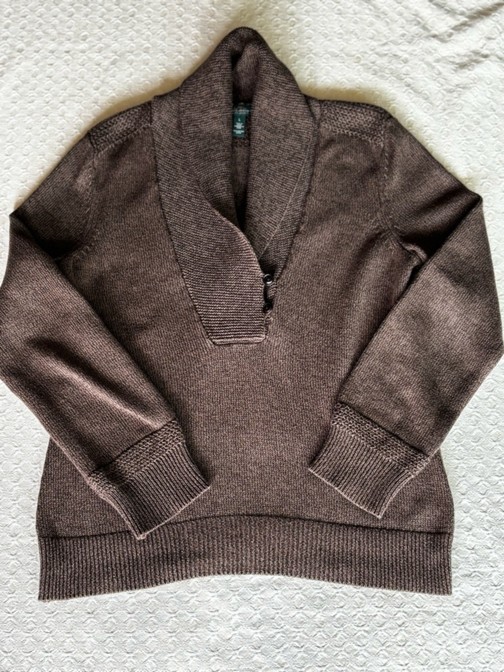 Ralph Lauren Brown Shawl Collar Knit Cardigan